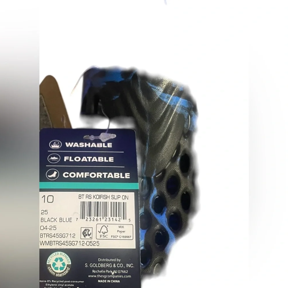NWT‎ Rugged Shark Toddler Boys Water Shoes Slip-On Black Blue Koi Size 10